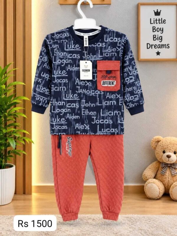 Boys' Printed Sweatshirt & Quilted Jogger Set