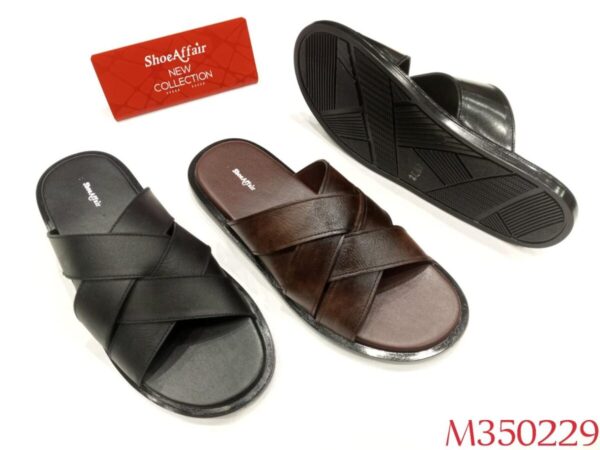 Men's Cross-Strap Leather Slide
