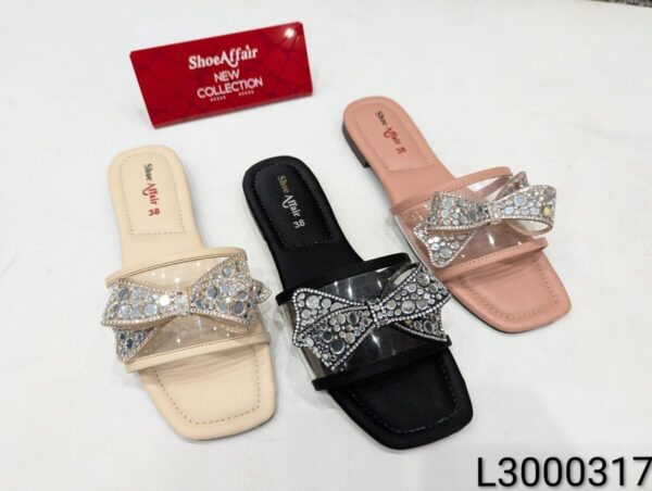 Women's Crystal Bow Slide