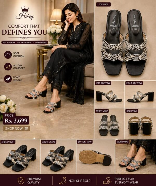 Women's Crystal Strap Block Heel