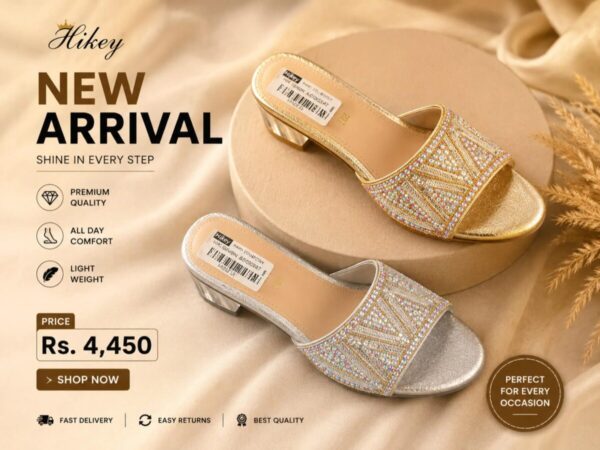 Women's Jewelled Chevron Heel Slide