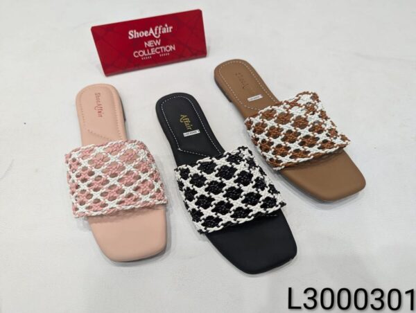 Women's Woven Pattern Flat Slide